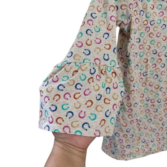 Wrangler Girls 3/4 Bell Sleeve Horse Shoe Top Cowgirl Blouse Size XL‎ Western - Picture 3 of 5